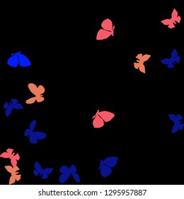 Summer Background with Colorful Butterflies. Simple Feminine Pattern for Card, Invitation, Print. Trendy Decoration with Beautiful Butterfly Silhouettes. Vector Background with Moth
