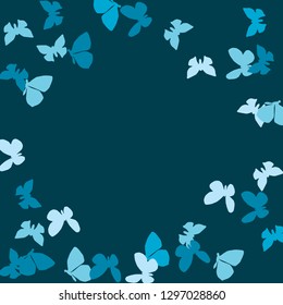 Summer Background with Colorful Butterflies. Simple Feminine Pattern for Card, Invitation, Print. Trendy Decoration with Beautiful Butterfly Silhouettes. Vector Background with Moth