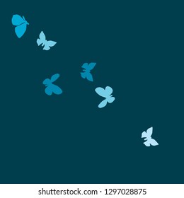 Summer Background with Colorful Butterflies. Simple Feminine Pattern for Card, Invitation, Print. Trendy Decoration with Beautiful Butterfly Silhouettes. Vector Background with Moth
