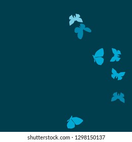 Summer Background with Colorful Butterflies. Simple Feminine Pattern for Card, Invitation, Print. Trendy Decoration with Beautiful Butterfly Silhouettes. Vector Background with Moth
