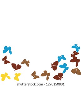 Summer Background with Colorful Butterflies. Simple Feminine Pattern for Card, Invitation, Print. Trendy Decoration with Beautiful Butterfly Silhouettes. Vector Background with Moth
