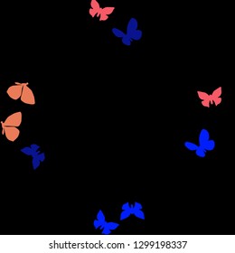Summer Background with Colorful Butterflies. Simple Feminine Pattern for Card, Invitation, Print. Trendy Decoration with Beautiful Butterfly Silhouettes. Vector Background with Moth
