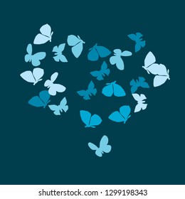 Summer Background with Colorful Butterflies. Simple Feminine Pattern for Card, Invitation, Print. Trendy Decoration with Beautiful Butterfly Silhouettes. Vector Background with Moth
