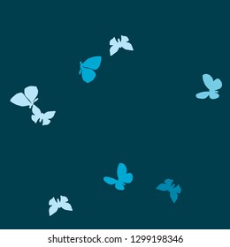 Summer Background with Colorful Butterflies. Simple Feminine Pattern for Card, Invitation, Print. Trendy Decoration with Beautiful Butterfly Silhouettes. Vector Background with Moth
