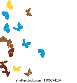 Summer Background with Colorful Butterflies. Simple Feminine Pattern for Card, Invitation, Print. Trendy Decoration with Beautiful Butterfly Silhouettes. Vector Background with Moth
