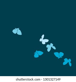 Summer Background with Colorful Butterflies. Simple Feminine Pattern for Card, Invitation, Print. Trendy Decoration with Beautiful Butterfly Silhouettes. Vector Background with Moth
