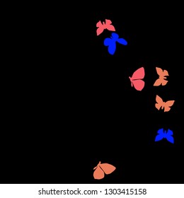 Summer Background with Colorful Butterflies. Simple Feminine Pattern for Card, Invitation, Print. Trendy Decoration with Beautiful Butterfly Silhouettes. Vector Background with Moth
