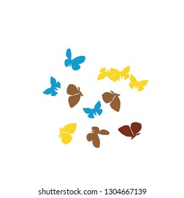 Summer Background with Colorful Butterflies. Simple Feminine Pattern for Card, Invitation, Print. Trendy Decoration with Beautiful Butterfly Silhouettes. Vector Background with Moth
