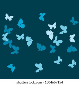 Summer Background with Colorful Butterflies. Simple Feminine Pattern for Card, Invitation, Print. Trendy Decoration with Beautiful Butterfly Silhouettes. Vector Background with Moth
