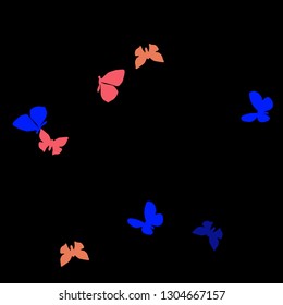Summer Background with Colorful Butterflies. Simple Feminine Pattern for Card, Invitation, Print. Trendy Decoration with Beautiful Butterfly Silhouettes. Vector Background with Moth
