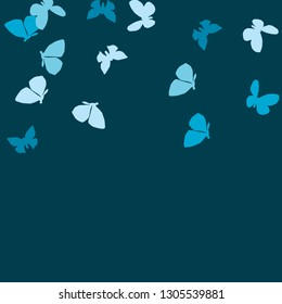 Summer Background with Colorful Butterflies. Simple Feminine Pattern for Card, Invitation, Print. Trendy Decoration with Beautiful Butterfly Silhouettes. Vector Background with Moth
