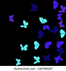 Summer Background with Colorful Butterflies. Simple Feminine Pattern for Card, Invitation, Print. Trendy Decoration with Beautiful Butterfly Silhouettes. Vector Background with Moth