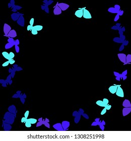 Summer Background with Colorful Butterflies. Simple Feminine Pattern for Card, Invitation, Print. Trendy Decoration with Beautiful Butterfly Silhouettes. Vector Background with Moth