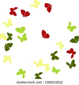 Summer Background with Colorful Butterflies. Simple Feminine Pattern for Card, Invitation, Print. Trendy Decoration with Beautiful Butterfly Silhouettes. Vector Background with Moth