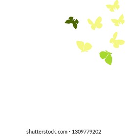 Summer Background with Colorful Butterflies. Simple Feminine Pattern for Card, Invitation, Print. Trendy Decoration with Beautiful Butterfly Silhouettes. Vector Background with Moth