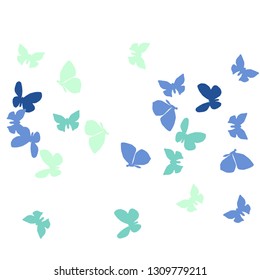 Summer Background with Colorful Butterflies. Simple Feminine Pattern for Card, Invitation, Print. Trendy Decoration with Beautiful Butterfly Silhouettes. Vector Background with Moth