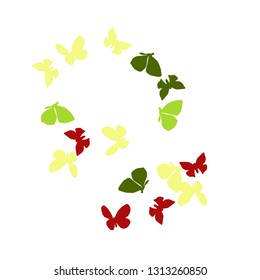 Summer Background with Colorful Butterflies. Simple Feminine Pattern for Card, Invitation, Print. Trendy Decoration with Beautiful Butterfly Silhouettes. Vector Background with Moth
