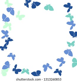 Summer Background with Colorful Butterflies. Simple Feminine Pattern for Card, Invitation, Print. Trendy Decoration with Beautiful Butterfly Silhouettes. Vector Background with Moth
