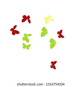 Summer Background with Colorful Butterflies. Simple Feminine Pattern for Card, Invitation, Print. Trendy Decoration with Beautiful Butterfly Silhouettes. Vector Background with Moth
