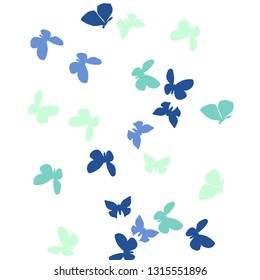 Summer Background with Colorful Butterflies. Simple Feminine Pattern for Card, Invitation, Print. Trendy Decoration with Beautiful Butterfly Silhouettes. Vector Background with Moth
