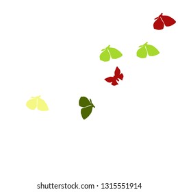 Summer Background with Colorful Butterflies. Simple Feminine Pattern for Card, Invitation, Print. Trendy Decoration with Beautiful Butterfly Silhouettes. Vector Background with Moth

