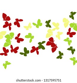 Summer Background with Colorful Butterflies. Simple Feminine Pattern for Card, Invitation, Print. Trendy Decoration with Beautiful Butterfly Silhouettes. Vector Background with Moth