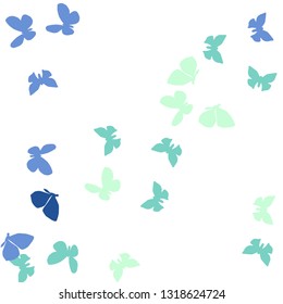 Summer Background with Colorful Butterflies. Simple Feminine Pattern for Card, Invitation, Print. Trendy Decoration with Beautiful Butterfly Silhouettes. Vector Background with Moth