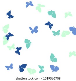 Summer Background with Colorful Butterflies. Simple Feminine Pattern for Card, Invitation, Print. Trendy Decoration with Beautiful Butterfly Silhouettes. Vector Background with Moth
