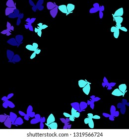 Summer Background with Colorful Butterflies. Simple Feminine Pattern for Card, Invitation, Print. Trendy Decoration with Beautiful Butterfly Silhouettes. Vector Background with Moth
