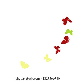 Summer Background with Colorful Butterflies. Simple Feminine Pattern for Card, Invitation, Print. Trendy Decoration with Beautiful Butterfly Silhouettes. Vector Background with Moth
