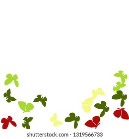 Summer Background with Colorful Butterflies. Simple Feminine Pattern for Card, Invitation, Print. Trendy Decoration with Beautiful Butterfly Silhouettes. Vector Background with Moth

