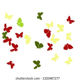 Summer Background with Colorful Butterflies. Simple Feminine Pattern for Card, Invitation, Print. Trendy Decoration with Beautiful Butterfly Silhouettes. Vector Background with Moth
