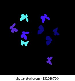 Summer Background with Colorful Butterflies. Simple Feminine Pattern for Card, Invitation, Print. Trendy Decoration with Beautiful Butterfly Silhouettes. Vector Background with Moth
