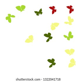 Summer Background with Colorful Butterflies. Simple Feminine Pattern for Card, Invitation, Print. Trendy Decoration with Beautiful Butterfly Silhouettes. Vector Background with Moth
