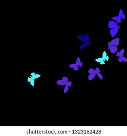 Summer Background with Colorful Butterflies. Simple Feminine Pattern for Card, Invitation, Print. Trendy Decoration with Beautiful Butterfly Silhouettes. Vector Background with Moth