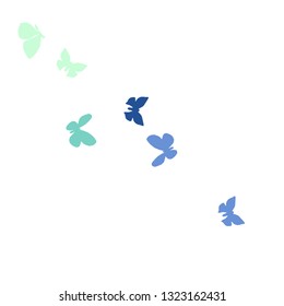 Summer Background with Colorful Butterflies. Simple Feminine Pattern for Card, Invitation, Print. Trendy Decoration with Beautiful Butterfly Silhouettes. Vector Background with Moth