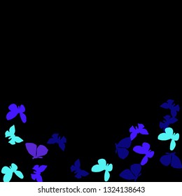 Summer Background with Colorful Butterflies. Simple Feminine Pattern for Card, Invitation, Print. Trendy Decoration with Beautiful Butterfly Silhouettes. Vector Background with Moth