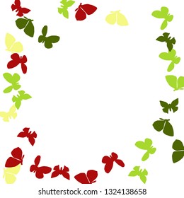 Summer Background with Colorful Butterflies. Simple Feminine Pattern for Card, Invitation, Print. Trendy Decoration with Beautiful Butterfly Silhouettes. Vector Background with Moth