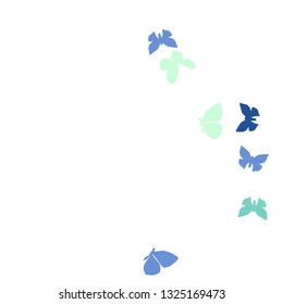Summer Background with Colorful Butterflies. Simple Feminine Pattern for Card, Invitation, Print. Trendy Decoration with Beautiful Butterfly Silhouettes. Vector Background with Moth