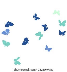 Summer Background with Colorful Butterflies. Simple Feminine Pattern for Card, Invitation, Print. Trendy Decoration with Beautiful Butterfly Silhouettes. Vector Background with Moth