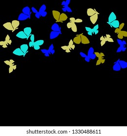 Summer Background with Colorful Butterflies. Simple Feminine Pattern for Card, Invitation, Print. Trendy Decoration with Beautiful Butterfly Silhouettes. Vector Background with Moth