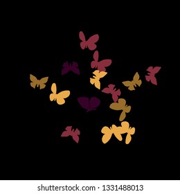 Summer Background with Colorful Butterflies. Simple Feminine Pattern for Card, Invitation, Print. Trendy Decoration with Beautiful Butterfly Silhouettes. Vector Background with Moth