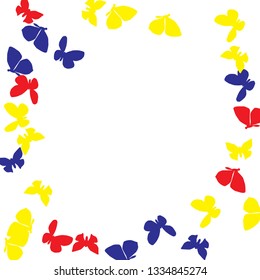 Summer Background with Colorful Butterflies. Simple Feminine Pattern for Card, Invitation, Print. Trendy Decoration with Beautiful Butterfly Silhouettes. Vector Background with Moth
