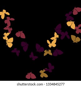 Summer Background with Colorful Butterflies. Simple Feminine Pattern for Card, Invitation, Print. Trendy Decoration with Beautiful Butterfly Silhouettes. Vector Background with Moth
