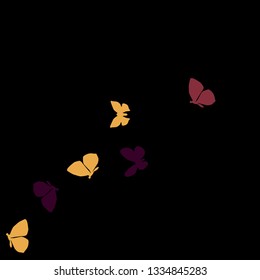 Summer Background with Colorful Butterflies. Simple Feminine Pattern for Card, Invitation, Print. Trendy Decoration with Beautiful Butterfly Silhouettes. Vector Background with Moth
