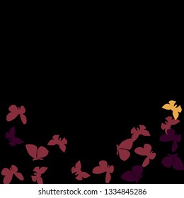 Summer Background with Colorful Butterflies. Simple Feminine Pattern for Card, Invitation, Print. Trendy Decoration with Beautiful Butterfly Silhouettes. Vector Background with Moth
