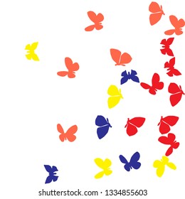 Summer Background with Colorful Butterflies. Simple Feminine Pattern for Card, Invitation, Print. Trendy Decoration with Beautiful Butterfly Silhouettes. Vector Background with Moth
