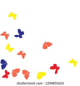 Summer Background with Colorful Butterflies. Simple Feminine Pattern for Card, Invitation, Print. Trendy Decoration with Beautiful Butterfly Silhouettes. Vector Background with Moth
