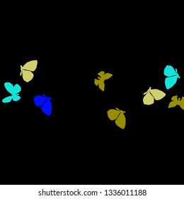 Summer Background with Colorful Butterflies. Simple Feminine Pattern for Card, Invitation, Print. Trendy Decoration with Beautiful Butterfly Silhouettes. Vector Background with Moth

