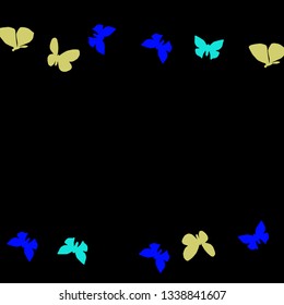Summer Background with Colorful Butterflies. Simple Feminine Pattern for Card, Invitation, Print. Trendy Decoration with Beautiful Butterfly Silhouettes. Vector Background with Moth
